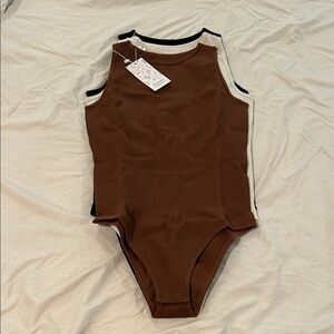 Womens Brown Sleeveless bodysuit